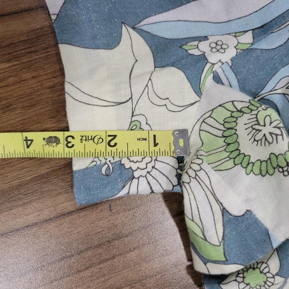 Guess 100% Linen All Over Floral Long Puffed Sleeves Shorts Romper Size S Summer - Picture 7 of 12